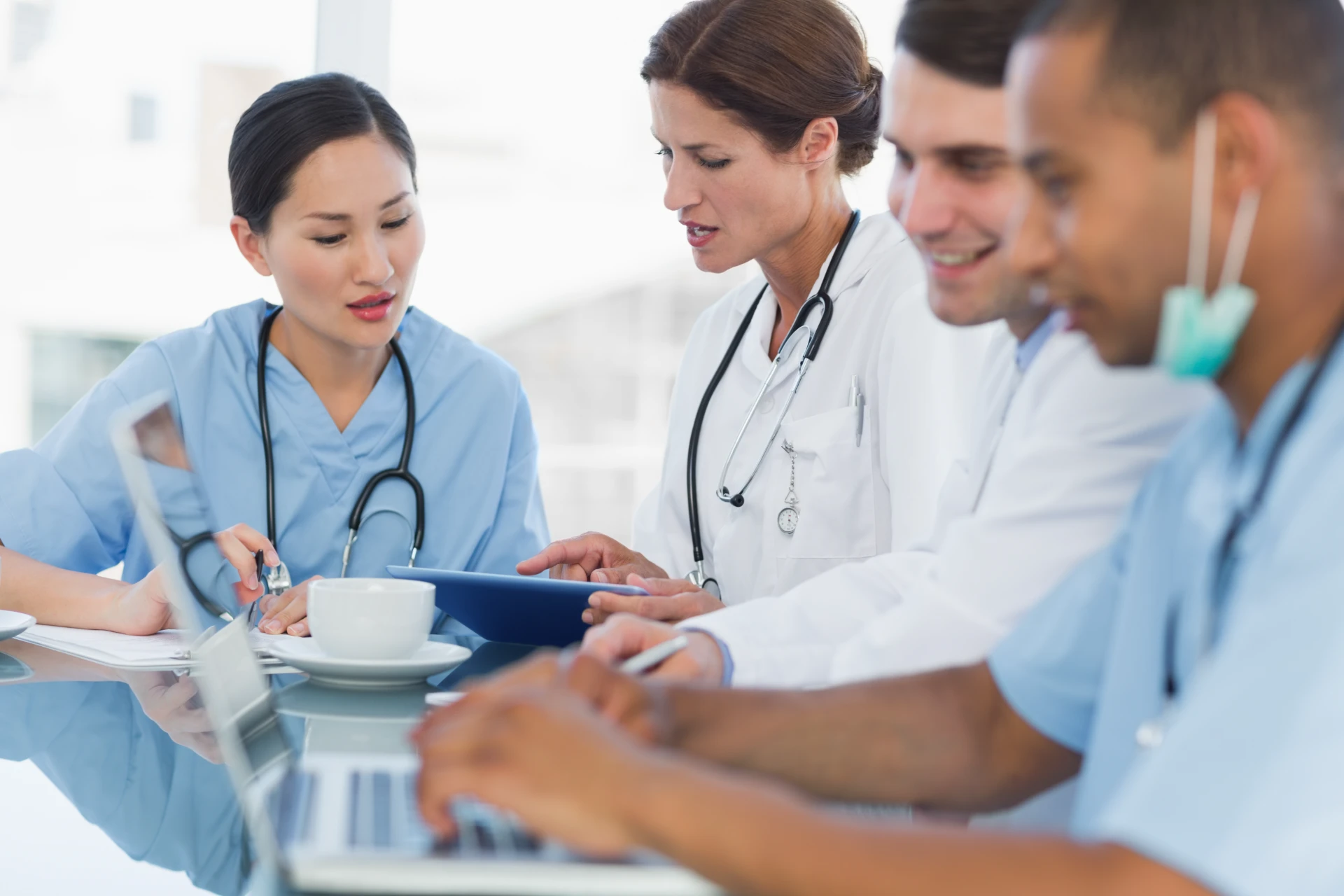 Doctors meeting hospital